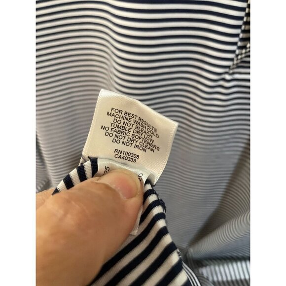 Peter Millar Men's XXL Striped Polo Shirt Summer Comfort Navy & White - Picture 6 of 7